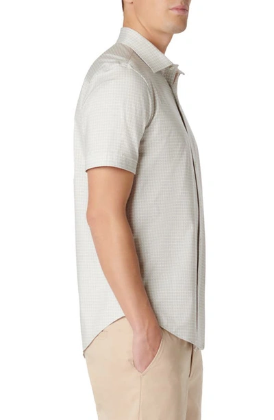 Shop Bugatchi Miles Ooohcotton® Geometric Short Sleeve Button-up Shirt In Sand