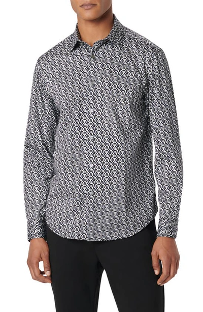 Shop Bugatchi James Ooohcotton® Geo Print Button-up Shirt In Black