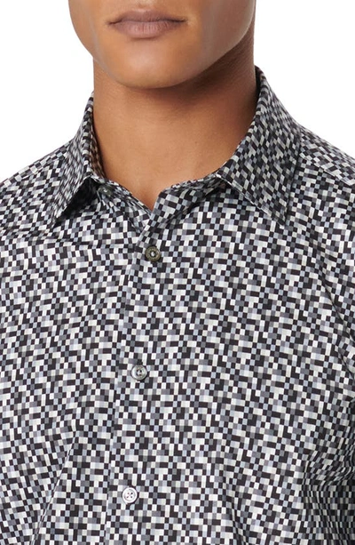Bugatchi James Ooohcotton® Geo Print Button-up Shirt In Black