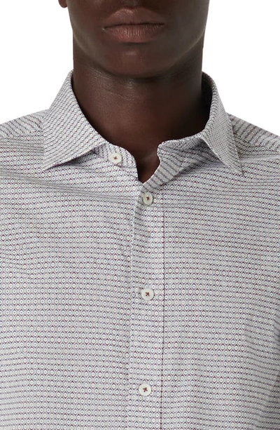 Bugatchi Axel Shaped Fit Geo Print Stretch Cotton Button-up Shirt In Berry