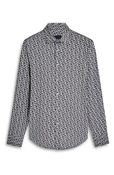Shop Bugatchi James Ooohcotton® Geo Print Button-up Shirt In Black