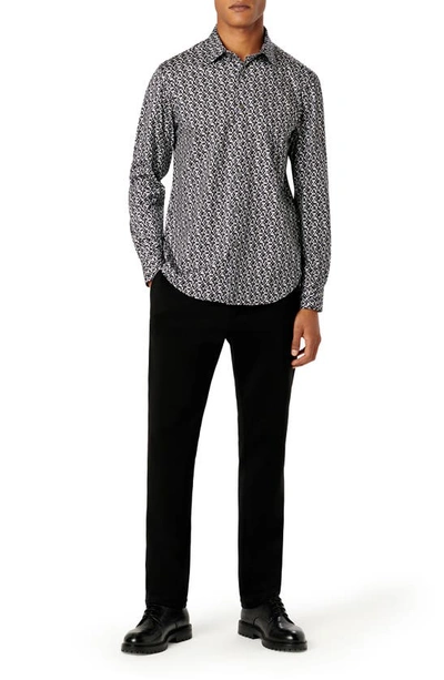 Shop Bugatchi James Ooohcotton® Geo Print Button-up Shirt In Black