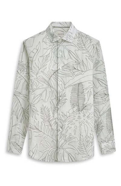 Shop Bugatchi Axel Shaped Fit Woven Linen Button-up Shirt In Cement