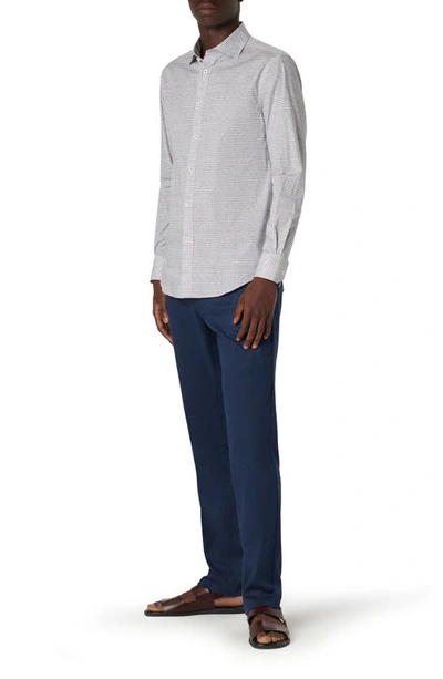 Bugatchi Axel Shaped Fit Geo Print Stretch Cotton Button-up Shirt In Berry