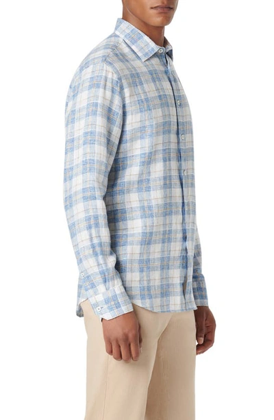 Bugatchi Julian Shaped Fit Linen Button-up Shirt In Classic Blue