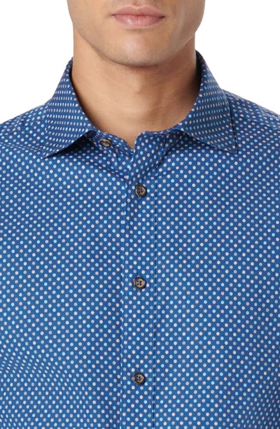 Shop Bugatchi Axel Shaped Fit Dot Print Stretch Cotton Button-up Shirt In Navy