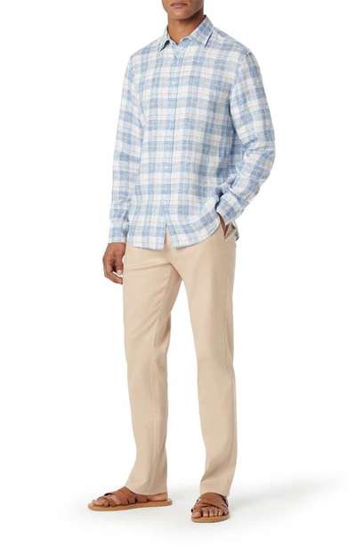 Bugatchi Julian Shaped Fit Linen Button-up Shirt In Classic Blue