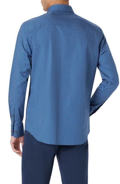 Shop Bugatchi Axel Shaped Fit Dot Print Stretch Cotton Button-up Shirt In Navy