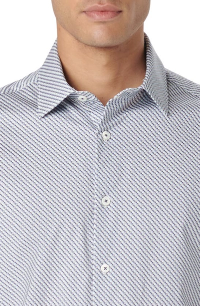 Bugatchi Miles Ooohcotton® Geometric Short Sleeve Button-up Shirt In Riviera