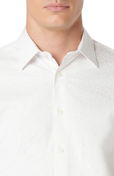 Shop Bugatchi Julian Shaped Fit Floral Stretch Cotton Button-up Shirt In White