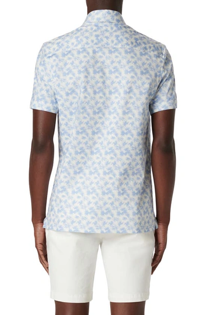 Shop Bugatchi Milo Ooohcotton® Print Short Sleeve Button-up Shirt In Riviera