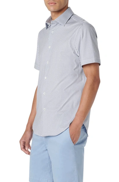 Bugatchi Miles Ooohcotton® Geometric Short Sleeve Button-up Shirt In Riviera