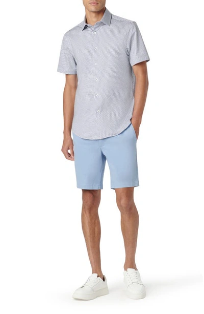 Bugatchi Miles Ooohcotton® Geometric Short Sleeve Button-up Shirt In Riviera