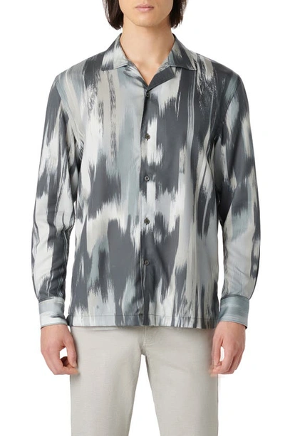 Shop Bugatchi Julian Abstract Print Cotton Button-up Camp Shirt In Willow