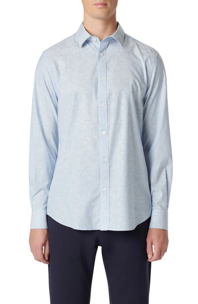 Bugatchi Julian Shaped Fit Stripe Stretch Cotton Button-up Shirt In Classic Blue