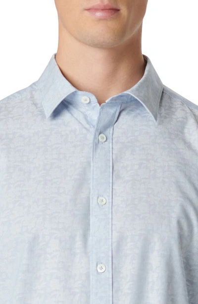 Bugatchi Julian Shaped Fit Stripe Stretch Cotton Button-up Shirt In Classic Blue