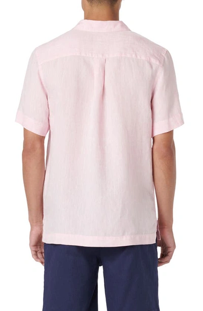 Shop Bugatchi Jackson Shaped Fit Linen Button-up Camp Shirt In Pink