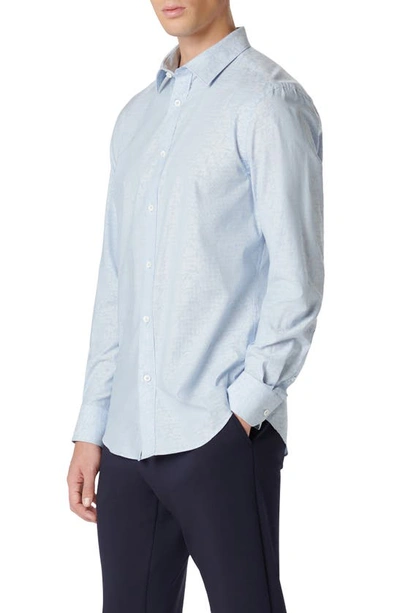 Bugatchi Julian Shaped Fit Stripe Stretch Cotton Button-up Shirt In Classic Blue