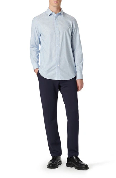 Bugatchi Julian Shaped Fit Stripe Stretch Cotton Button-up Shirt In Classic Blue