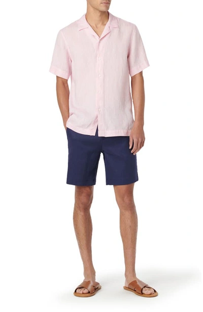 Shop Bugatchi Jackson Shaped Fit Linen Button-up Camp Shirt In Pink