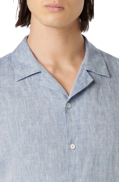 Bugatchi Jackson Shaped Fit Linen Button-up Camp Shirt In Navy
