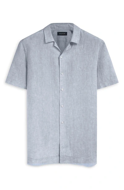 Shop Bugatchi Jackson Shaped Fit Linen Button-up Camp Shirt In Navy