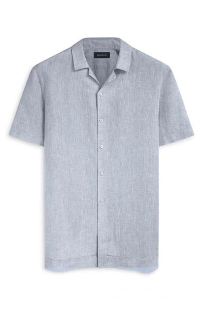 Bugatchi Jackson Shaped Fit Linen Button-up Camp Shirt In Navy