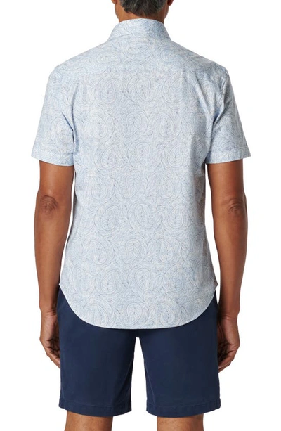 Bugatchi Miles Ooohcotton® Floral Short Sleeve Button-up Shirt In Sky