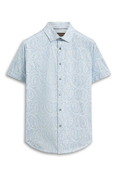 Bugatchi Miles Ooohcotton® Floral Short Sleeve Button-up Shirt In Sky
