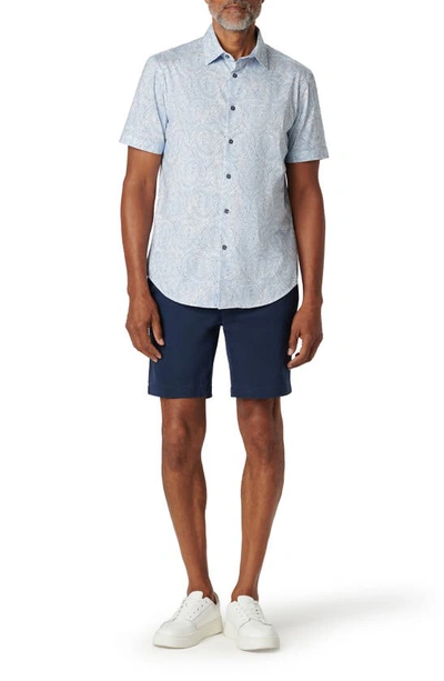 Bugatchi Miles Ooohcotton® Floral Short Sleeve Button-up Shirt In Sky