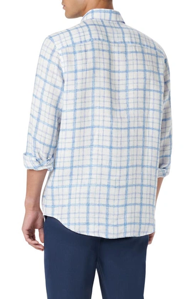 Shop Bugatchi Julian Shaped Fit Plaid Linen Button-up Shirt In Classic Blue