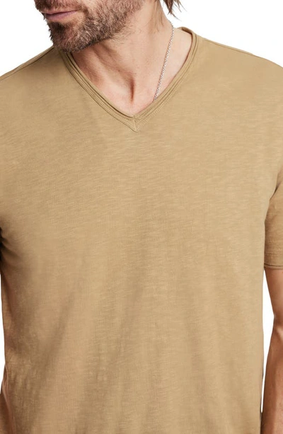 Shop John Varvatos Miles Slub V-neck T-shirt In Camel