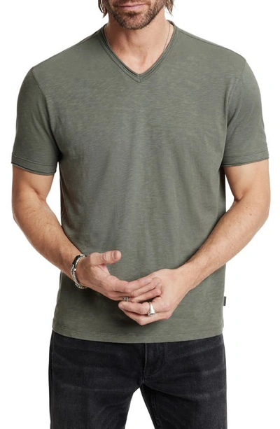Shop John Varvatos Miles Slub V-neck T-shirt In Flagstone Grey