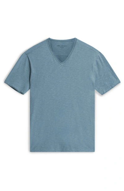 Shop John Varvatos Miles Slub V-neck T-shirt In Steel Blue