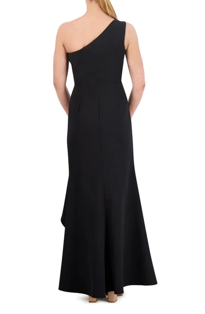 Shop Vince Camuto Ruffle Detail One-shoulder High-low Gown In Black