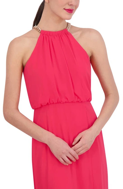 Shop Vince Camuto Chain Detail Blouson Gown In Cherry