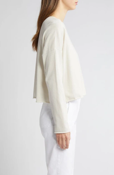 Shop Eileen Fisher Long Sleeve Organic Cotton Top In Bone