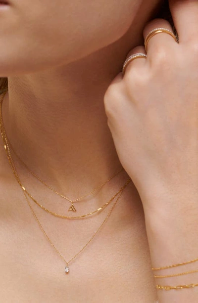 Monica Vinader Small Initial Pendant Necklace In 14kt Solid Gold - A