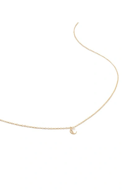 Monica Vinader Small Initial Pendant Necklace In 14kt Solid Gold - C