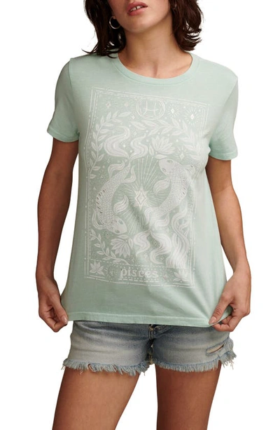 Shop Lucky Brand Pisces Cotton Graphic T-shirt In Eggshell Blue