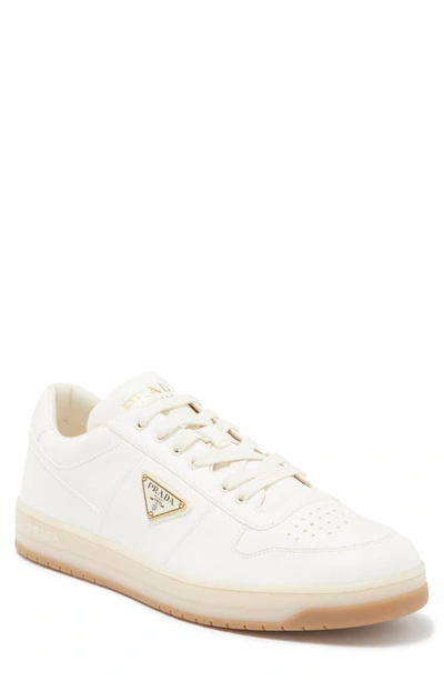 Prada Ivory Leather Lace-up Sneakers In Avorio