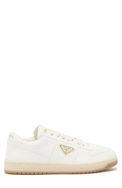 Prada Ivory Leather Lace-up Sneakers In Avorio