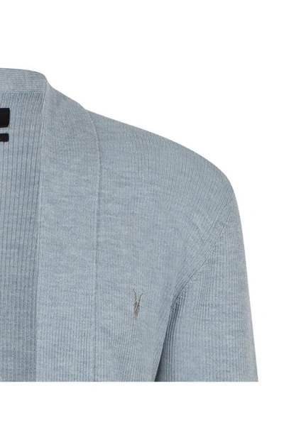 Shop Allsaints Mode Slim Fit Merino Wool Cardigan In Dusty Blue