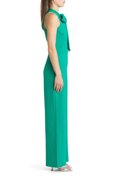 Shop Vince Camuto Bow Neck Stretch Crepe Jumpsuit In Kelly