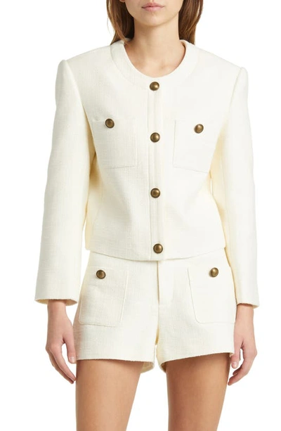 Shop Frame Collarless Jacket In Cream