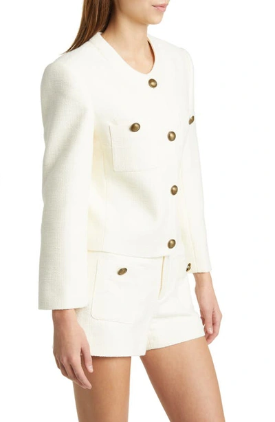 Shop Frame Collarless Jacket In Cream