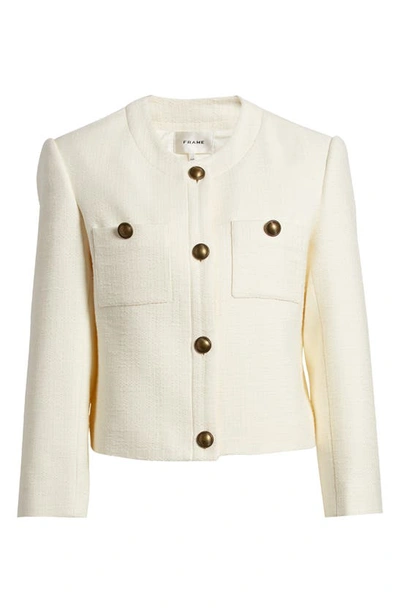 Shop Frame Collarless Jacket In Cream