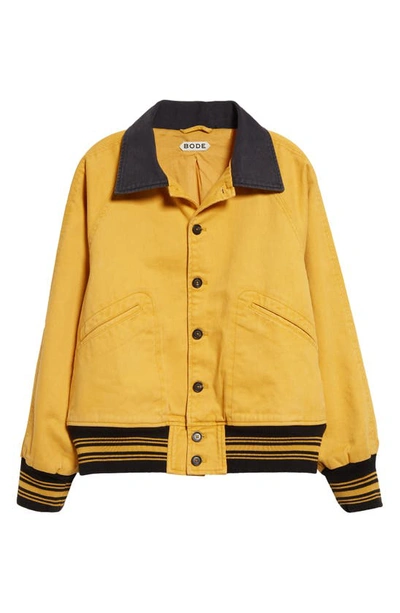 Shop Bode Banbury Cotton Twill Jacket In Yellow Black