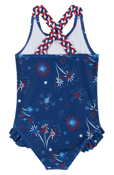 Shop Andy & Evan Kids' Patriotic One-piece Swimsuit In Navy Firework