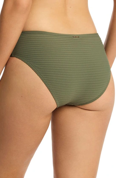 Sea Level Caracus Mid Rise Bikini Bottoms In Khaki